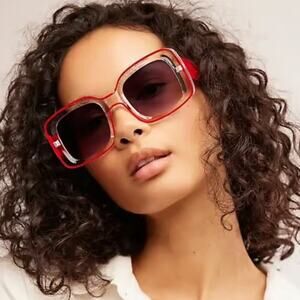 🆕FREE PEOPLE Twiggy Bubble Square Sunglasses~RED NWT